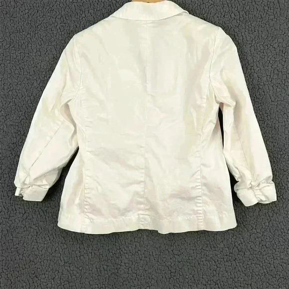 Chico's White Blazer Sz 0 3/4 Sleeve Cotton Blend Single Button Collar - Picture 2 of 10